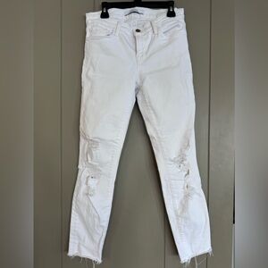 J Brand white jeans with frayed hem